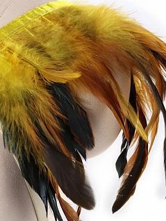 Женская сбруя (портупея) украшенная перьями желтого цвета Romeo Rossi RT9188-2